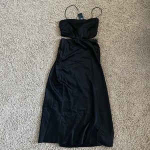 Abercrombie & Fitch Side Cutout Slip Midi Dress